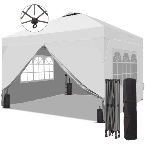 Ainfox 10ft x 10ft Pop Up Canopy Beach Tent with Four Removable Sidewalls for Events, Parties, Camping