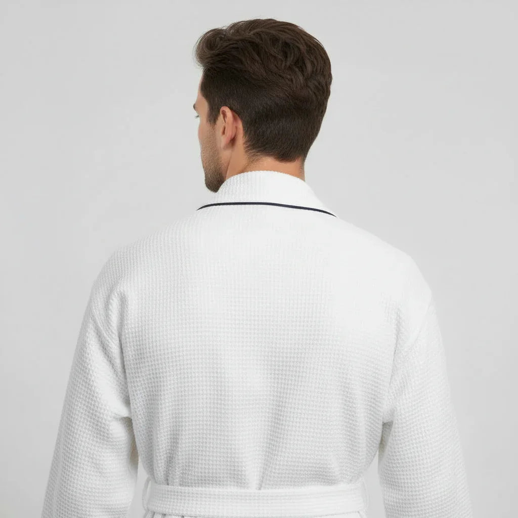 Waffle Spa Bathrobe for Men -  Absorbent, Lightweight