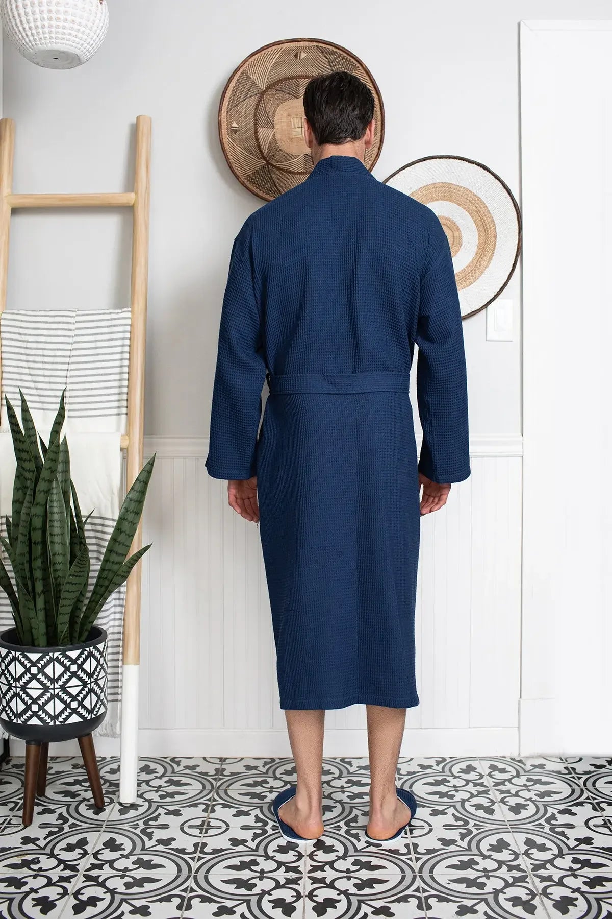 Waffle Spa Bathrobe for Men -  Absorbent, Lightweight