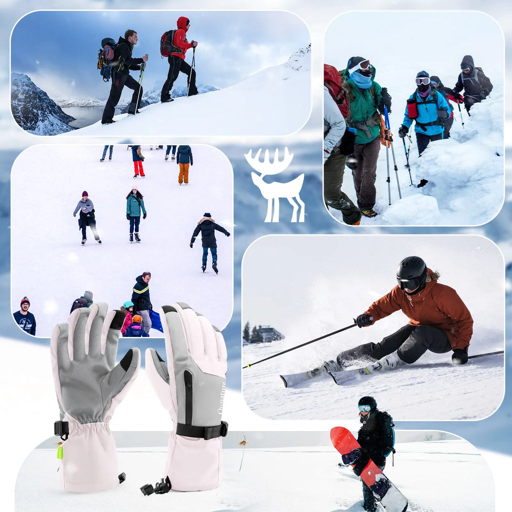 Waterproof Insulated Split-Finger Ski Gloves with Touchscreen Design